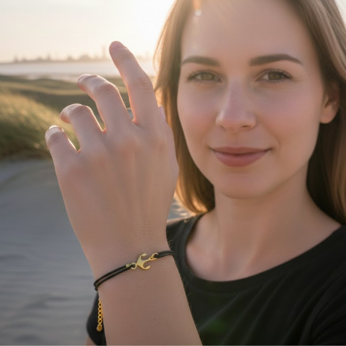 Lederarmband "Küstenanker" - Gold