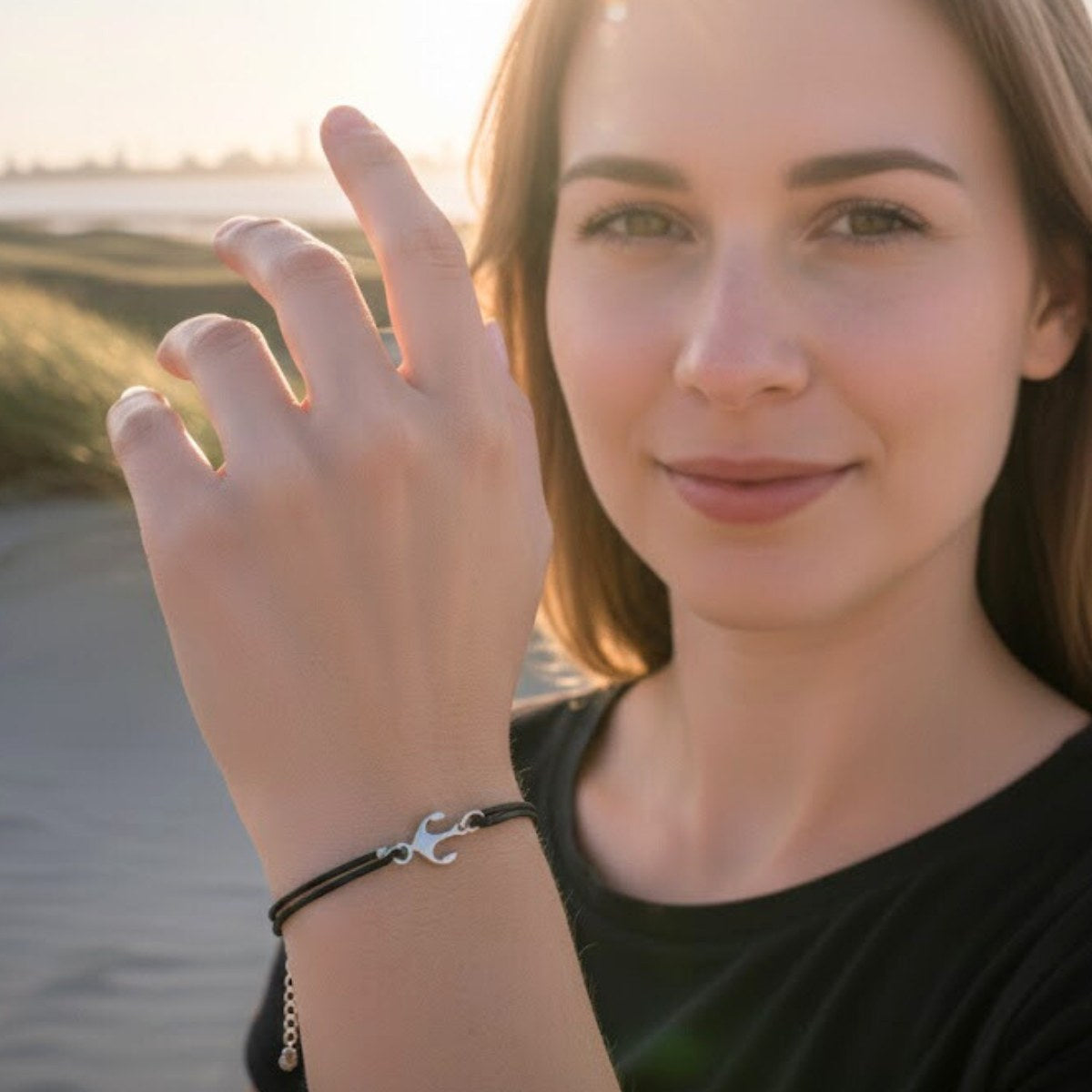 Lederarmband "Küstenanker" - Silber