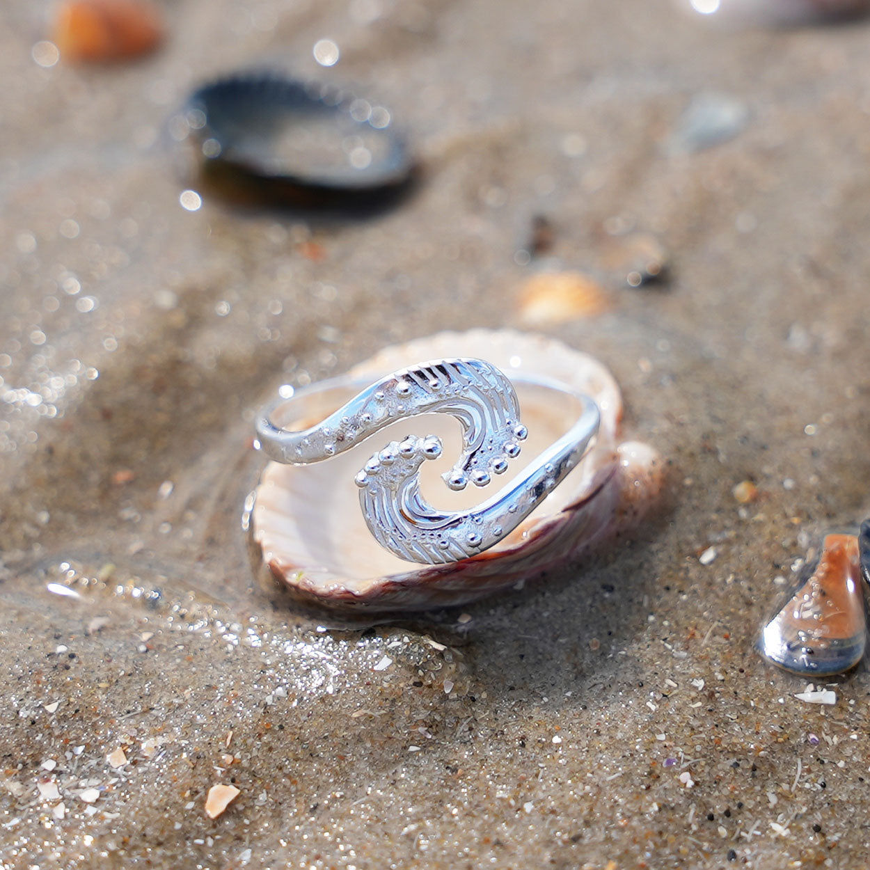 Wellenring doppelt - Silber