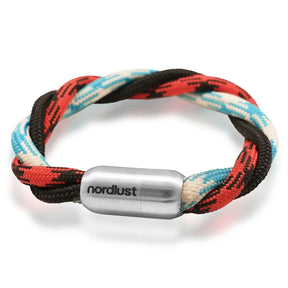 Maritimes Armband mit bunt geflochtenem Band und silbernem Magnetverschluss