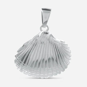 Anhänger Herzmuschel aus Silber, maritimer Schmuck, Muschel-Design, detailreich, glänzend
