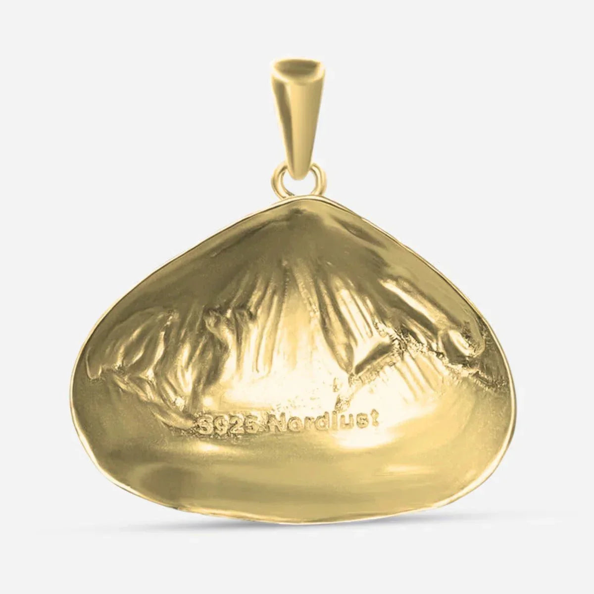 Goldener Klaffmuschel-Anhänger maritimer Schmuck, Muschelkette inspiriert vom Meer