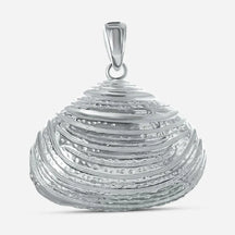 Silberner Anhänger in Form einer Klaffmuschel, maritimer Schmuck, Muschel-Design