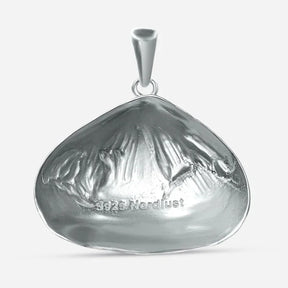 Silberner Anhänger in Form einer Klaffmuschel, maritimer Schmuck, Muschel Kette