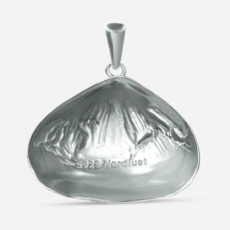 Silberner Anhänger in Form einer Klaffmuschel, maritimer Schmuck, Muschel Kette