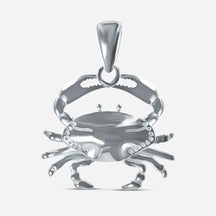 Anhänger Krebs aus Silber, maritimer Schmuck mit detailliertem Krabbenmotiv auf weißem Hintergrund