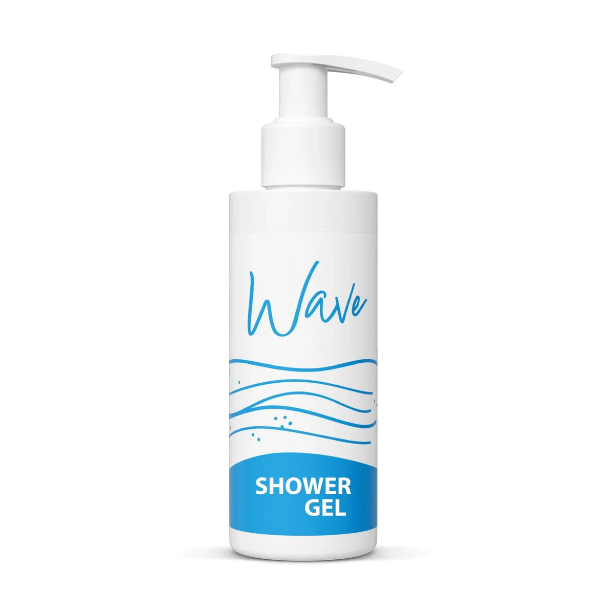 Duschgel-Flasche mit Pumpverschluss, maritimes Wellen-Design, Aufschrift Wave Shower Gel