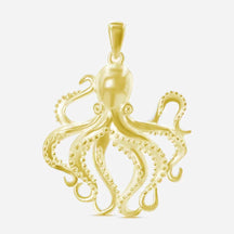 Goldener Oktopus Anhänger maritimer Schmuck mit detaillierten Tentakeln auf weißem Hintergrund