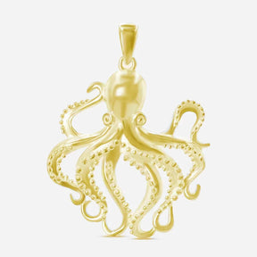 Goldener Oktopus Anhänger maritimer Schmuck mit detaillierten Tentakeln auf weißem Hintergrund