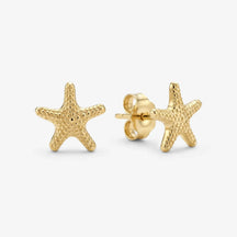 Goldene Ohrstecker in Seestern-Form, maritimer Schmuck, fein strukturiert