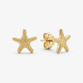 Goldene Ohrstecker in Seestern-Form, maritimer Schmuck, fein strukturiert