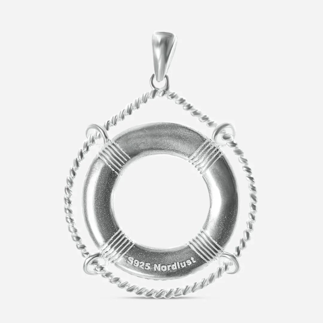 Silberner Rettungsring-Anhänger maritim aus 925er Silber, detailreich verarbeitet