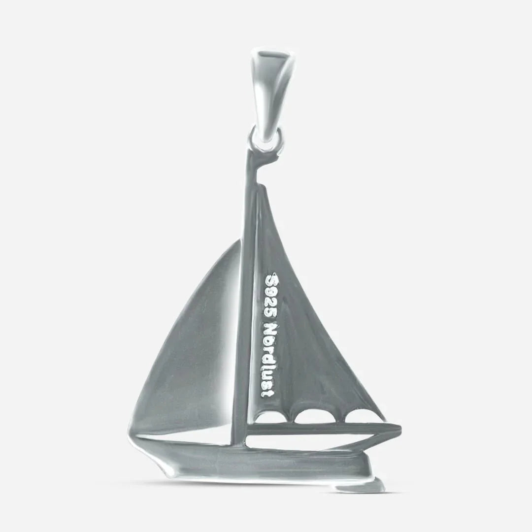 Silberner Segelboot-Anhänger maritim, Schmuck für Küste, Strand und Meer