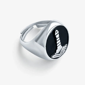 Silberner Siegelring mit Leuchtturm-Motiv, maritimer Schmuck für Küstenliebhaber