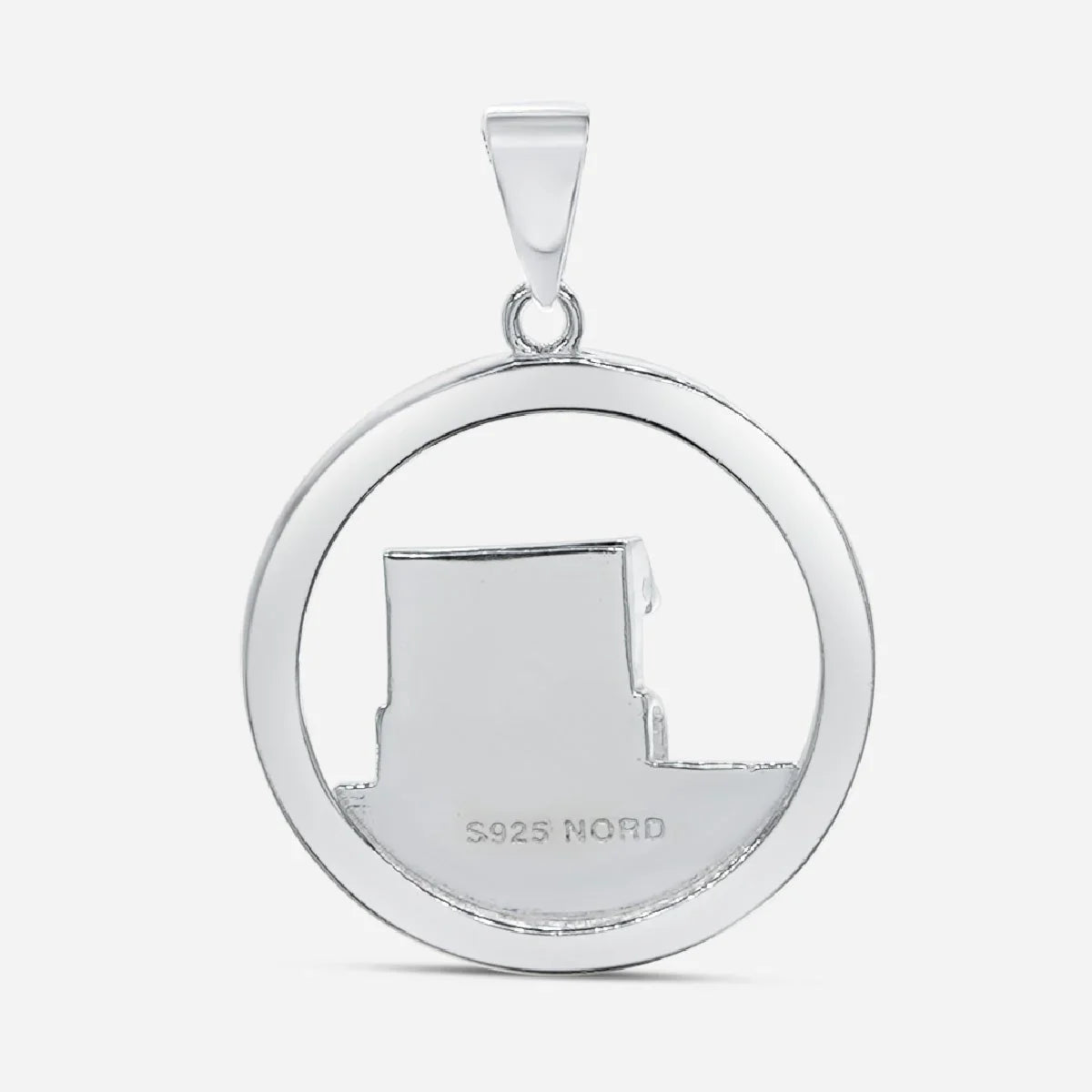 Silberner Anhänger mit Strandkorb-Motiv, maritimer Schmuck, rundes Design, S925 Gravur