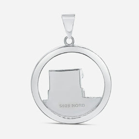 Silberner Anhänger mit Strandkorb-Motiv, maritimer Schmuck, rundes Design, S925 Gravur