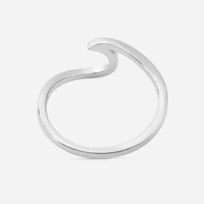 Silberner Wellenring in minimalistischem Design, maritimer Schmuck, glatt poliert